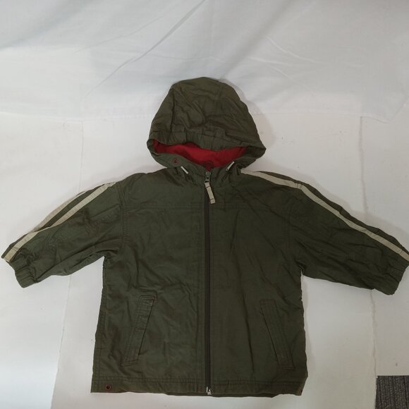 Boys Size 2 Windbreaker Light Jacket Coat Olive Green Outline Nylon - Picture 2 of 11